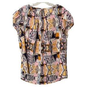 Geometric Print Pink and Orange Women's Top